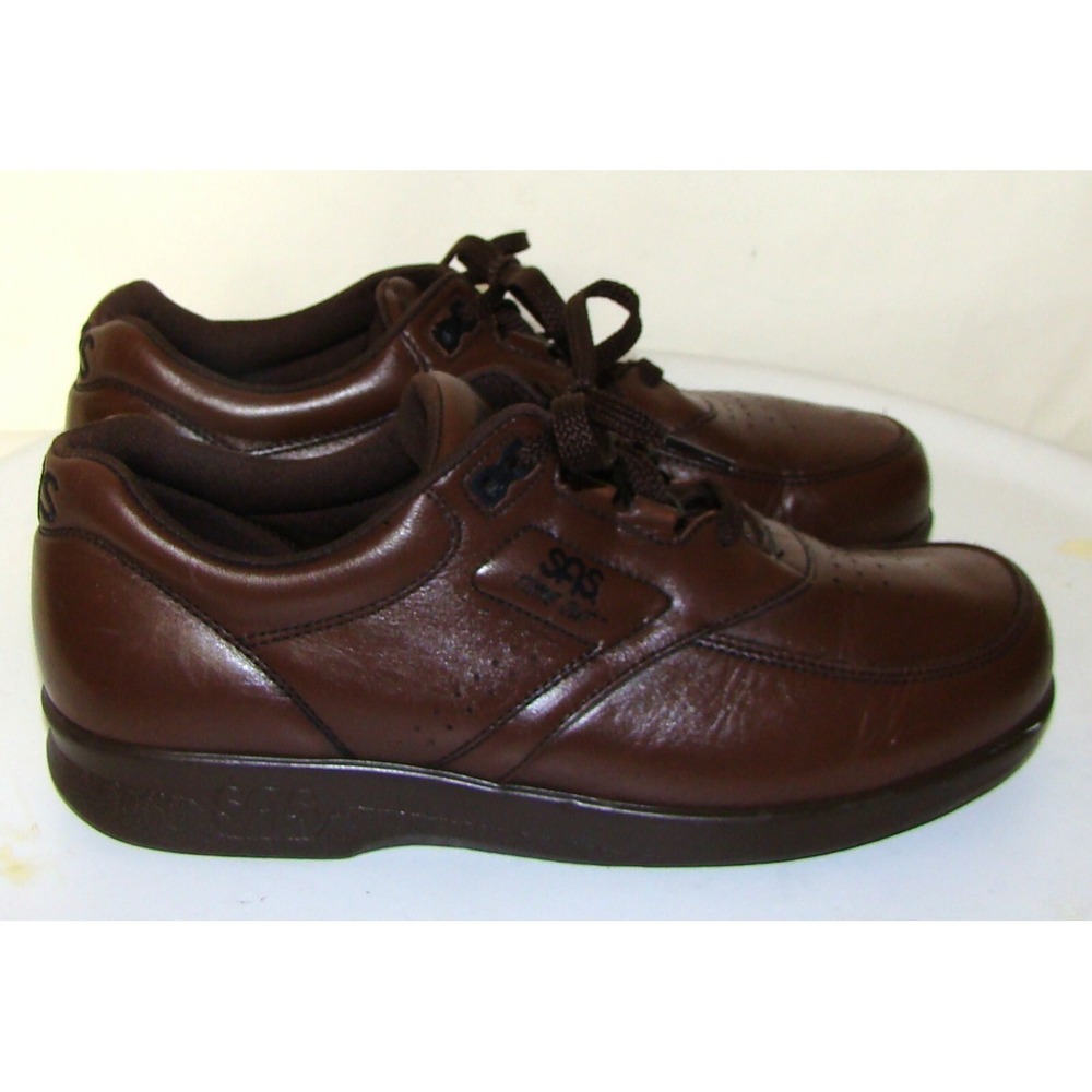SAS Womens TIME OUT Lace Up Brown Leather Casual Comfort Shoes 7.5 NARROW   DB2